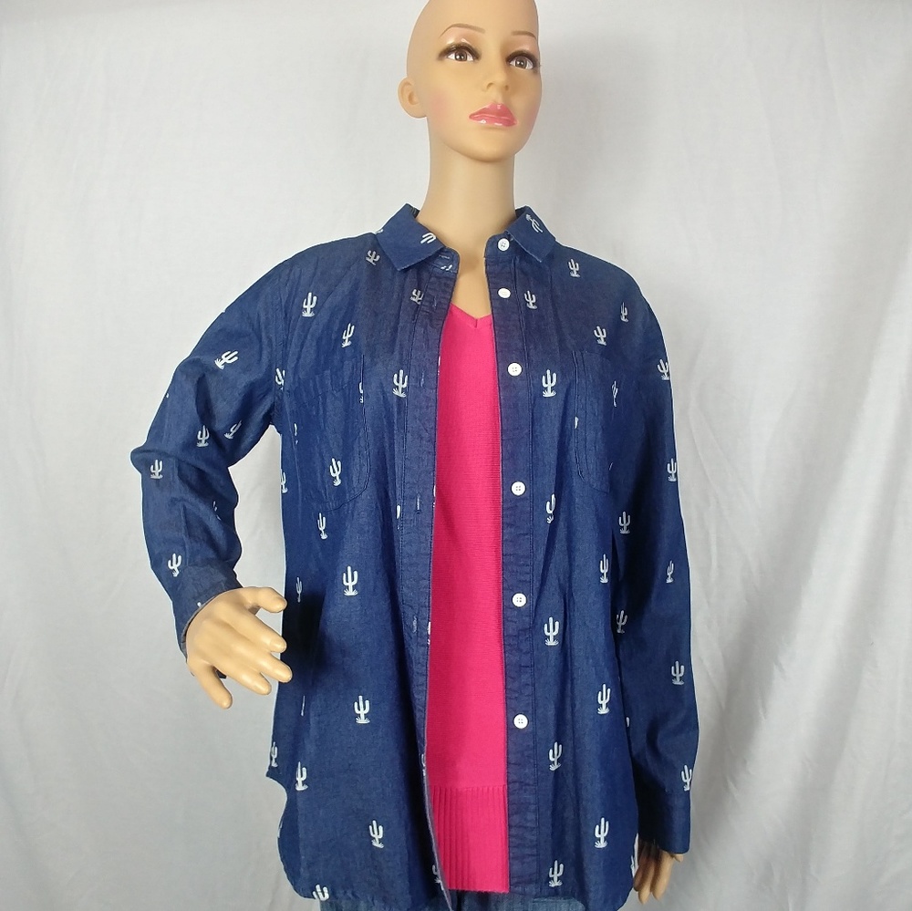 NWT Modcloth Small Ellison Cactus Button Up Top